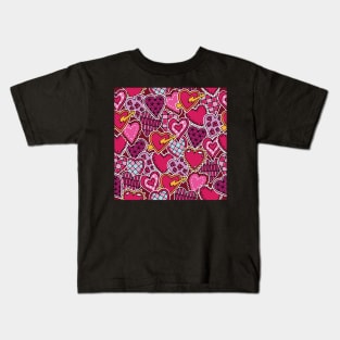 Hand Drawn Pink Hearts Kids T-Shirt